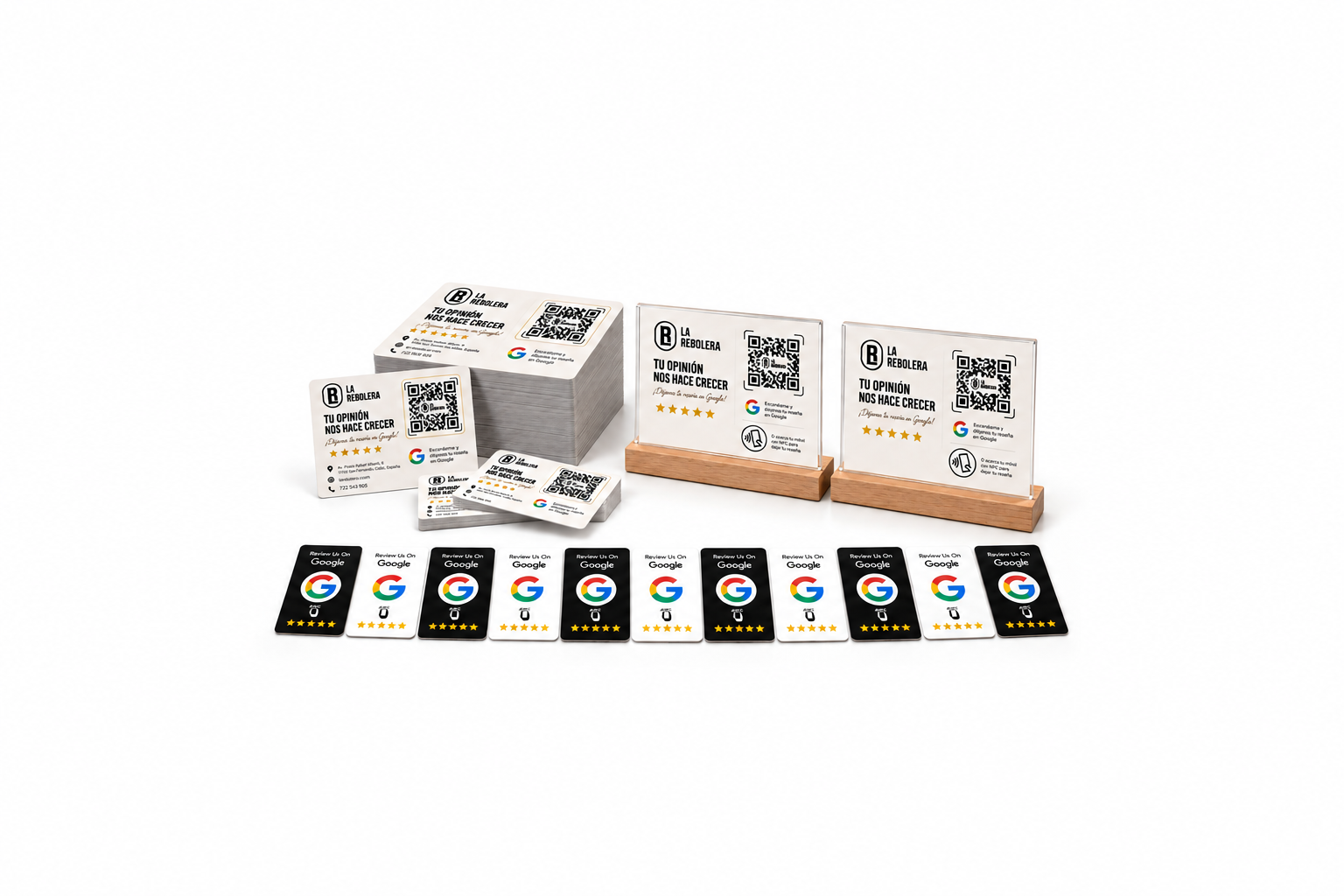 Tarjetas NFC/QR de reseñas